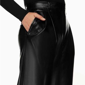 Aritzia Pleated Front Faux Leather Wide Leg Pants